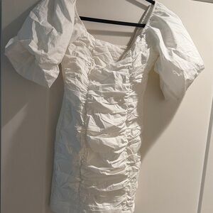 Elegant White Ruched Dress